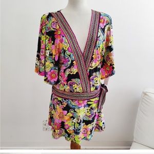 Trina Turk Mini Dress / Swim Cover Up / Size Large / Colorful